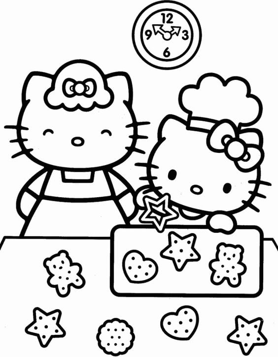 Dibujos de Hello Kitty con temática del Día del Niño para colorear