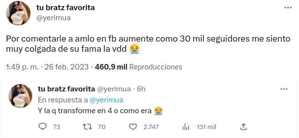 Yeri Mua siente que se colgó de la fama de AMLO para subir de seguidores