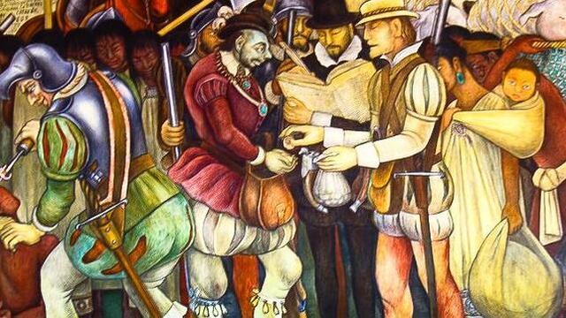 Del mural de Rivera sobre la llegada de Cortés a Veracruz