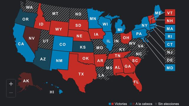 Mapa electoral tras elecciones Estados Unidos 2022