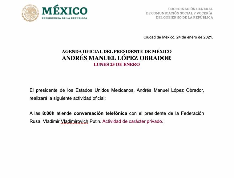 Llamada con Vladimir Putin de AMLO