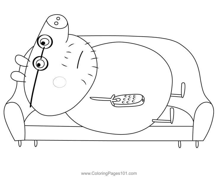 Dibujos de Papá Cerdito con Peppa Pig y George para colorear por el Día del Padre