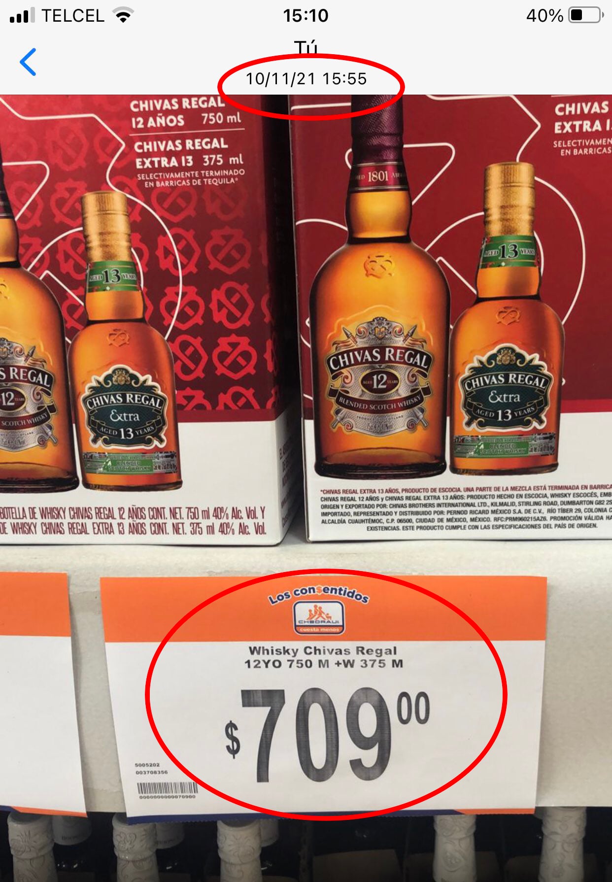 Comparativa de precios de Chivas Regal 10 de noviembre/ @salnigenda