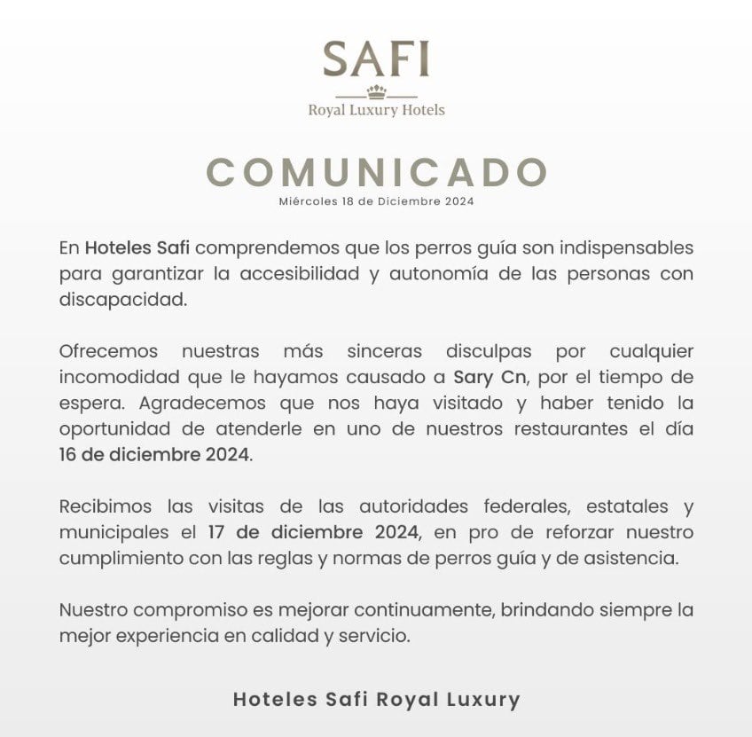 Hotel Safi de Monterrey se disculpa