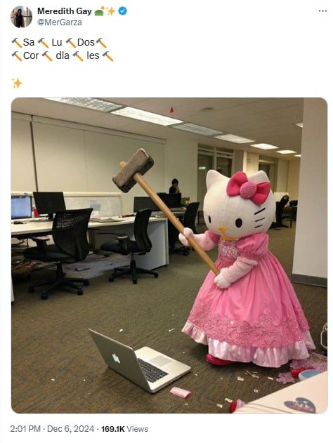 Memes de Hello Kitty con estrés laboral