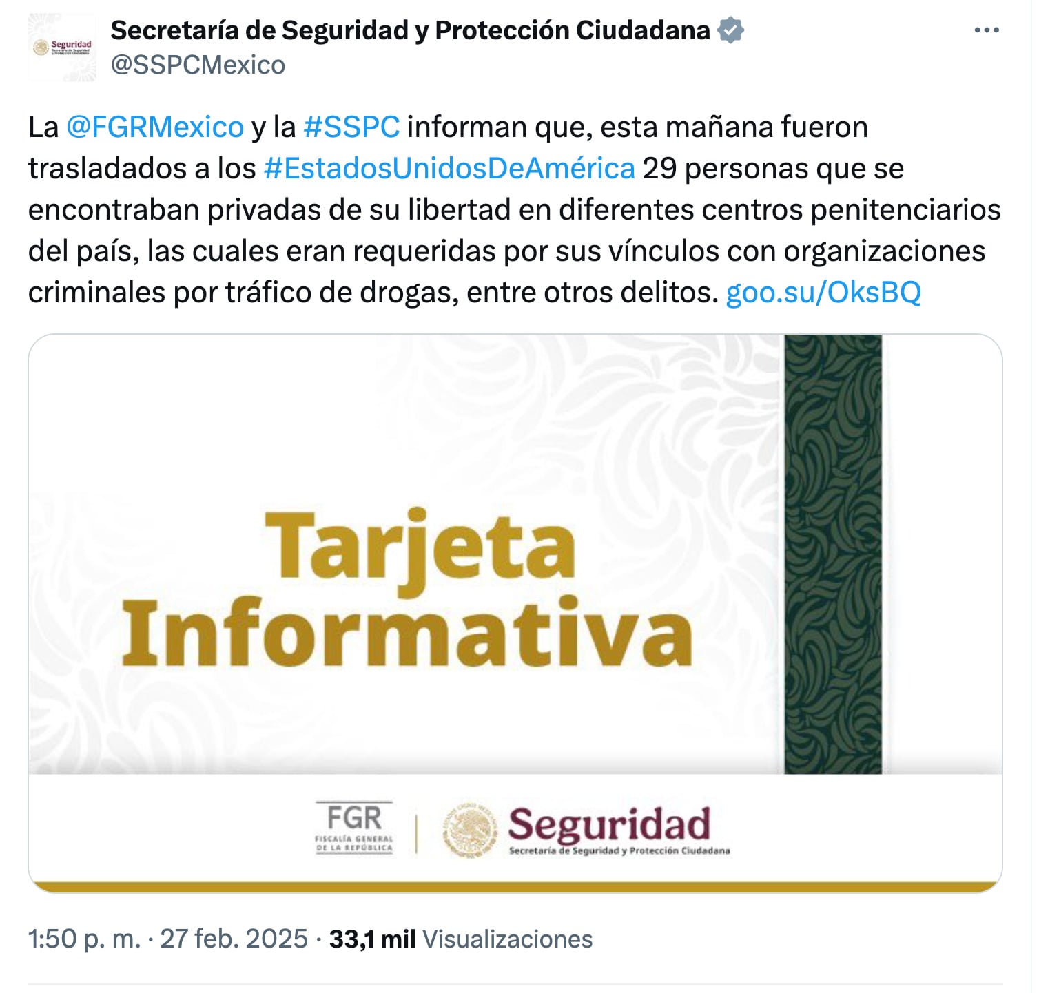 Extradiciones de la SSPC y FGR