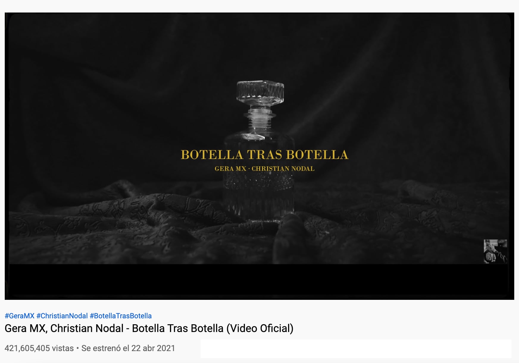 Video de 'Botella tras botella' en YouTube