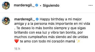 Mar de Regil mensaje a Bárbara de Regil por su cumpleaños.