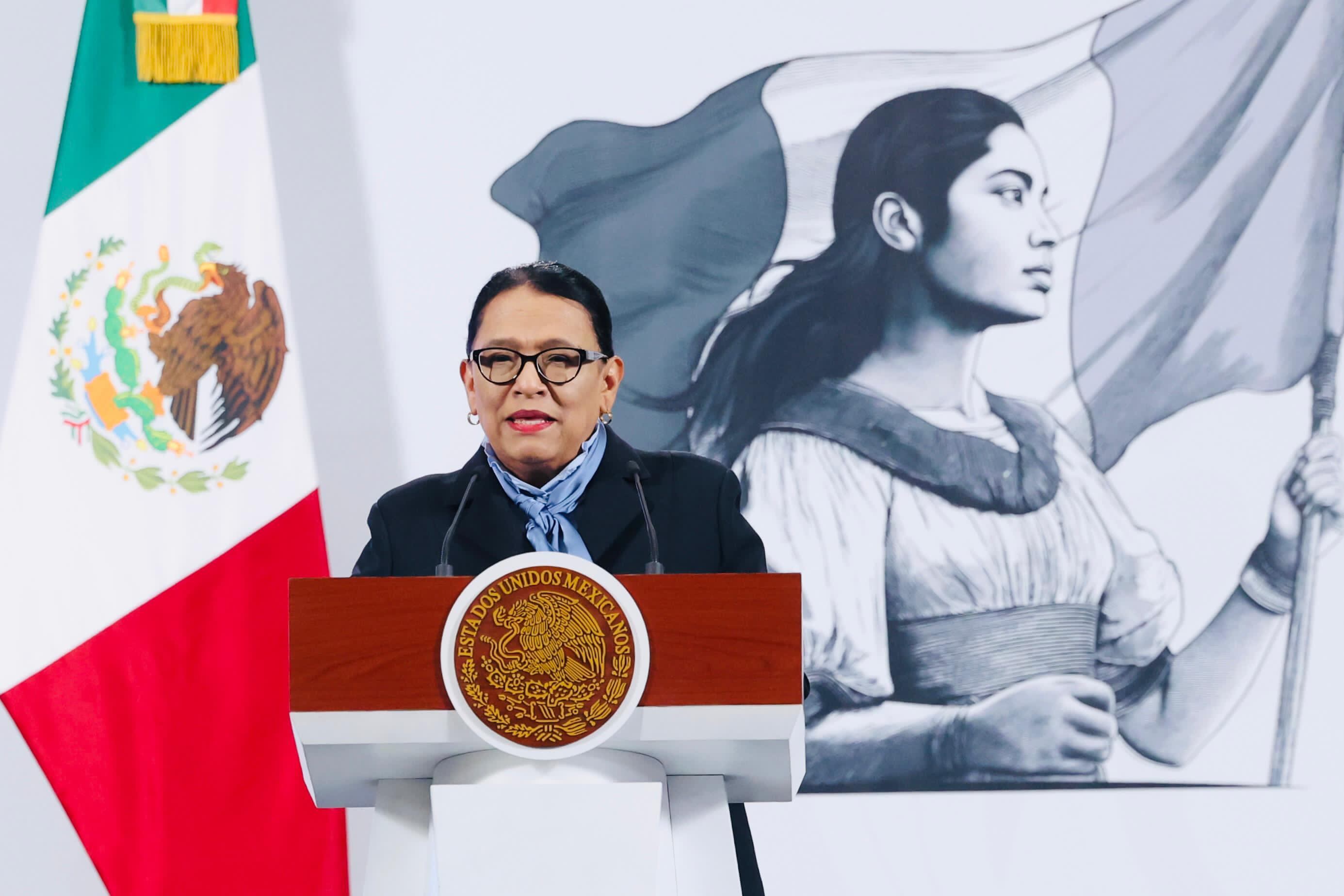Rosa Icela Rodríguez, secretaria de Gobernación en la Mañanera del Pueblo de este 16 de junio.