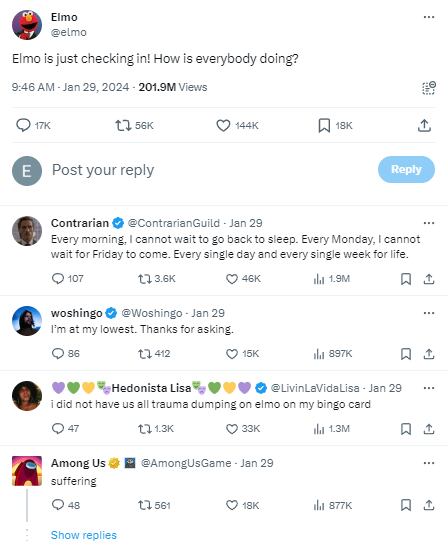 Mensaje de Elmo en Twitter