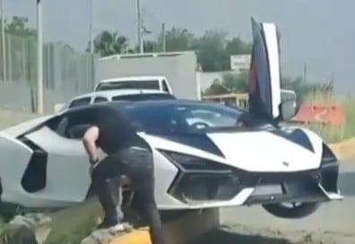 Choque de Lamborghini en Carretera Nacional, Nuevo León