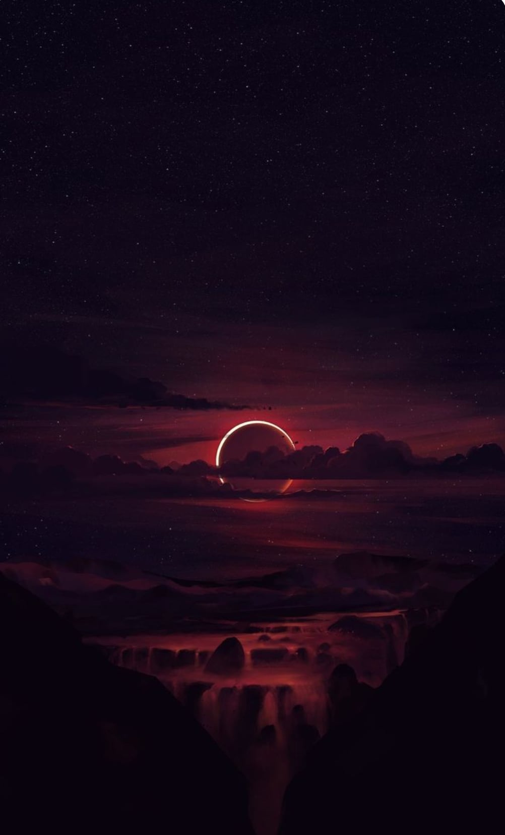 Fondo de pantalla de eclipse solar rojo