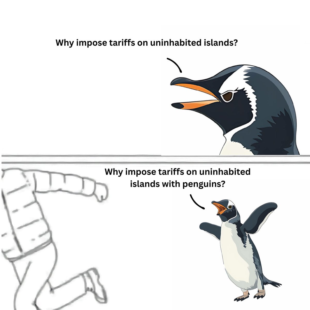 Los memes sobre los aranceles a pingüinos por Donald Trump