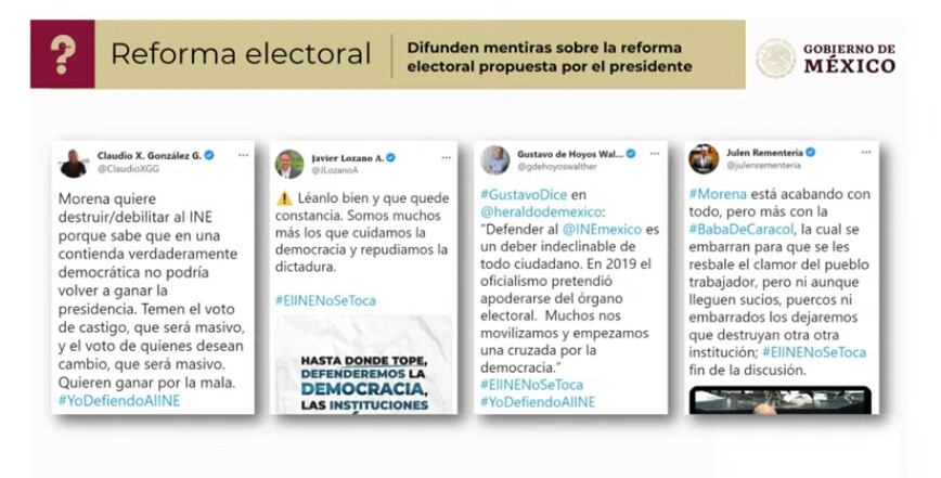 Difunden mentiras sobre la reforma electoral