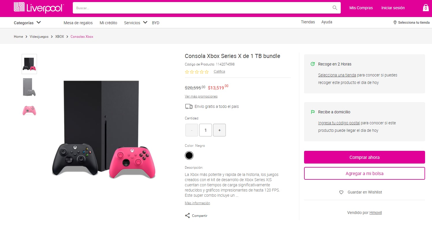 Consola Xbox Series en El Buen Fin 2023 en Liverpool