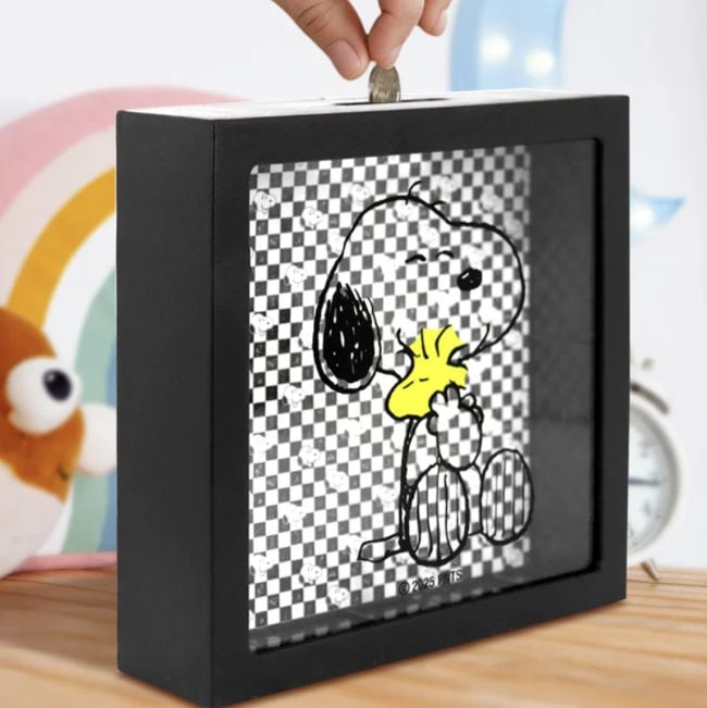 Alcancía Transparente Snoopy y Woodstock