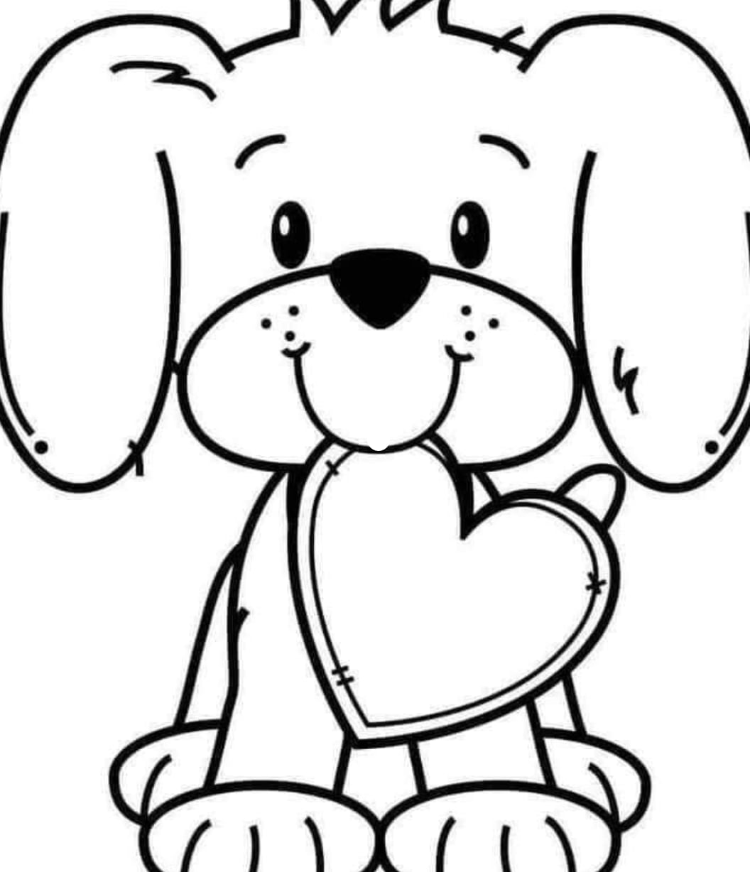 Perro de San Valentín para colorear