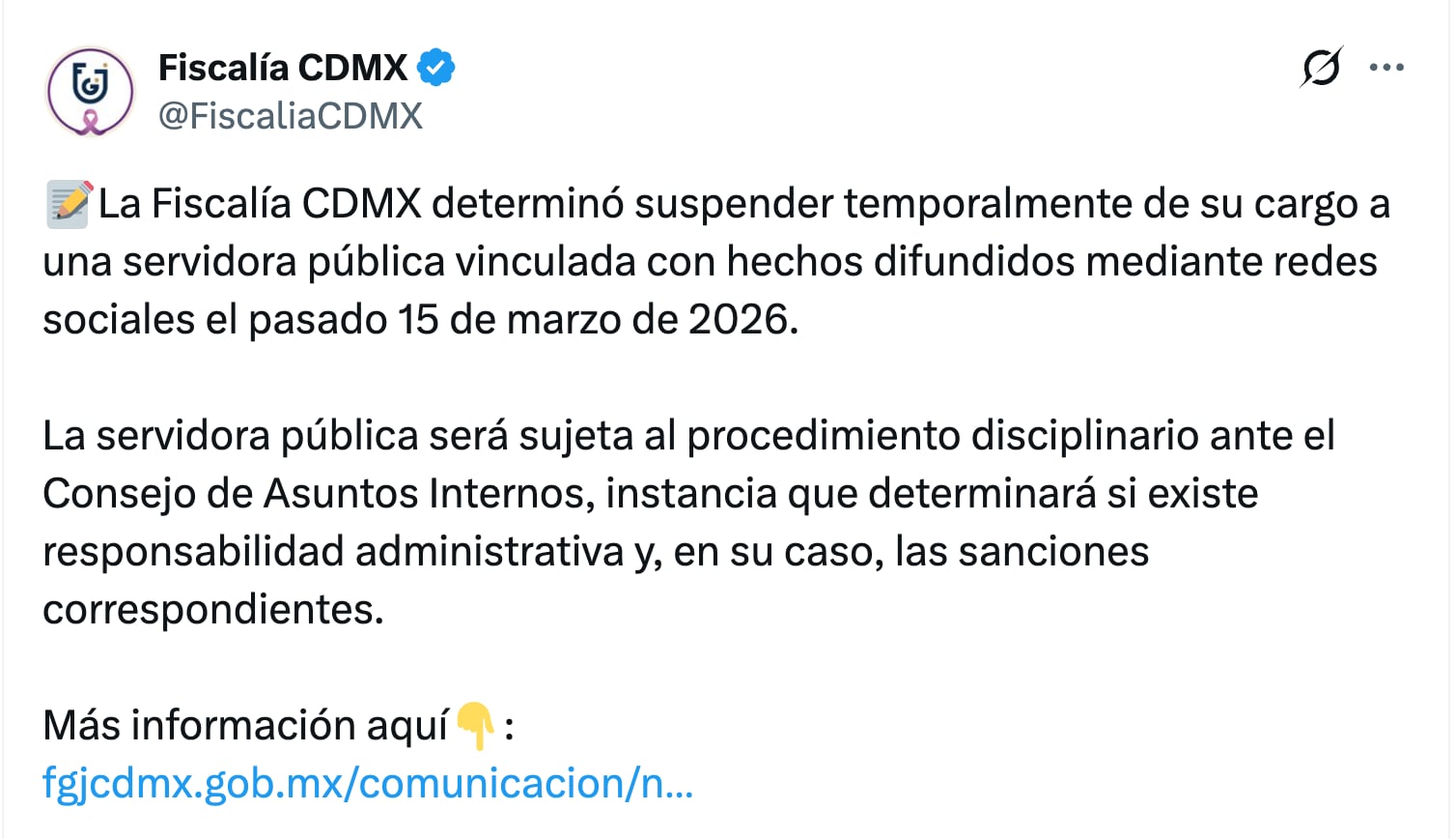 Fiscalía CDMX separa del cargo a funcionaria por discriminación en CU