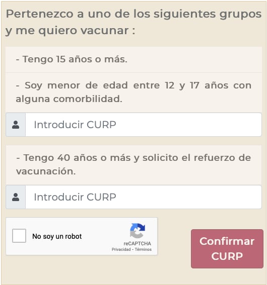 Captura de pantalla de la página oficial de "Mi Vacuna"