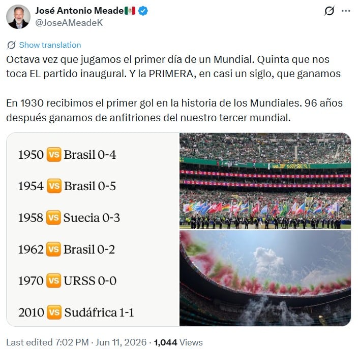 José Antonio Meade analiza con un dato clave el triunfo de México en el Mundial 2026