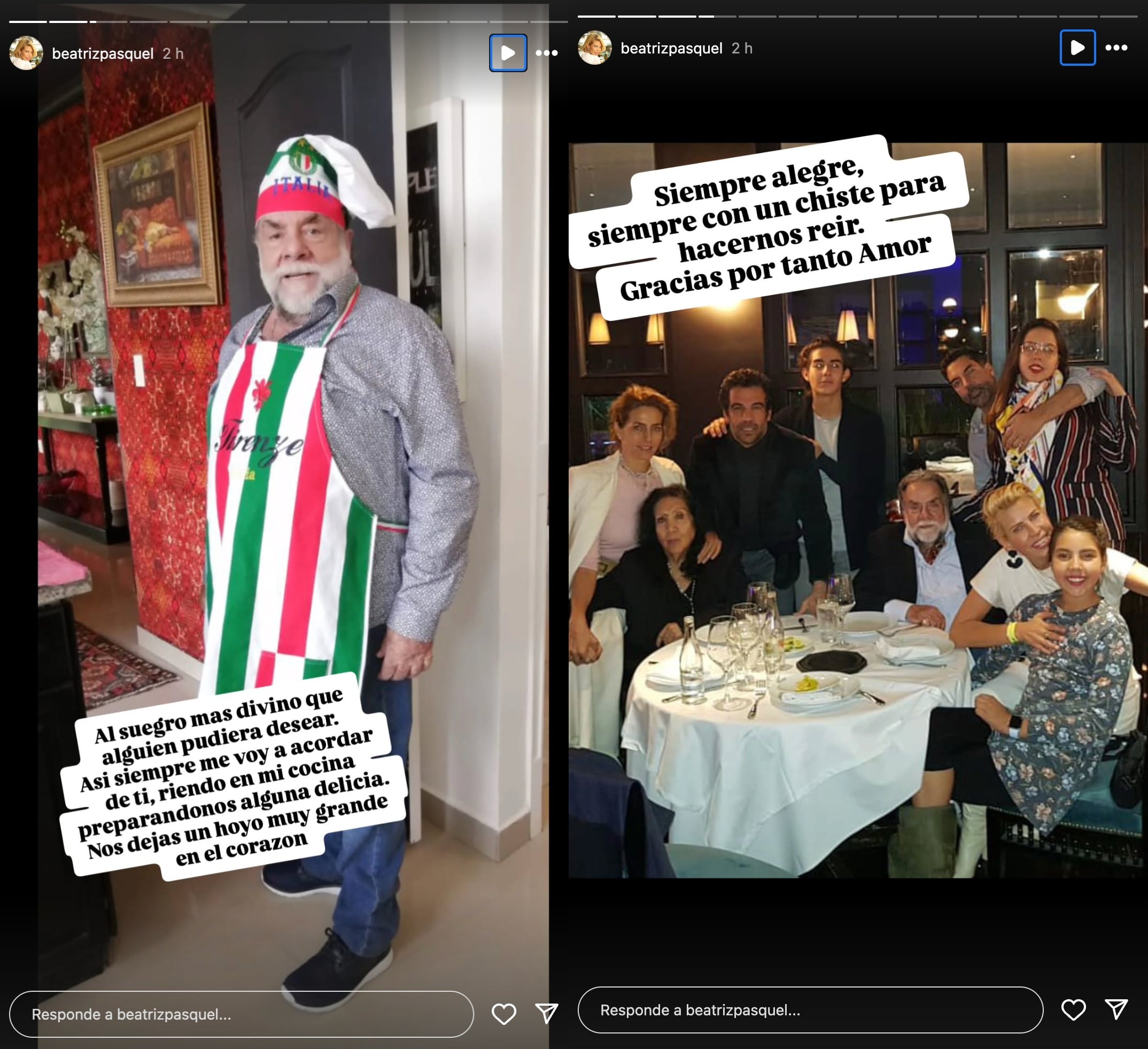 Beatriz Pasquel despide a su suegro Cayetano Moctezuma de la Fuente