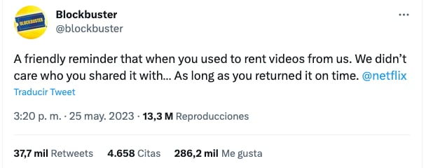 Blockbuster le hace un recordatorio a Netflix
