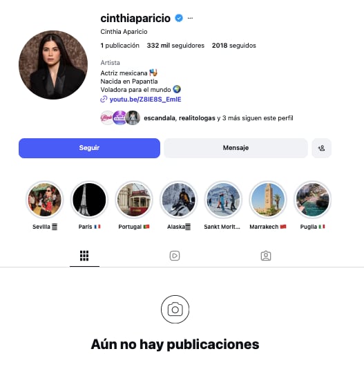 Cinthia Aparicio elimina fotografías de Alexis Ayala en Instagram
