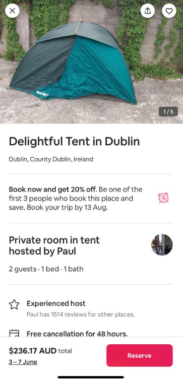 Renta de casa de campaña en Airbnb