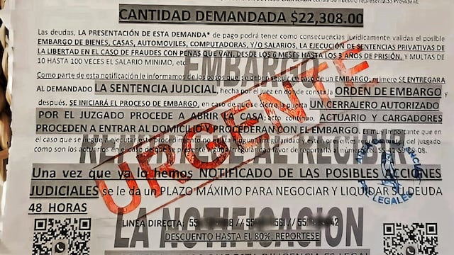 Notificación de embargo
