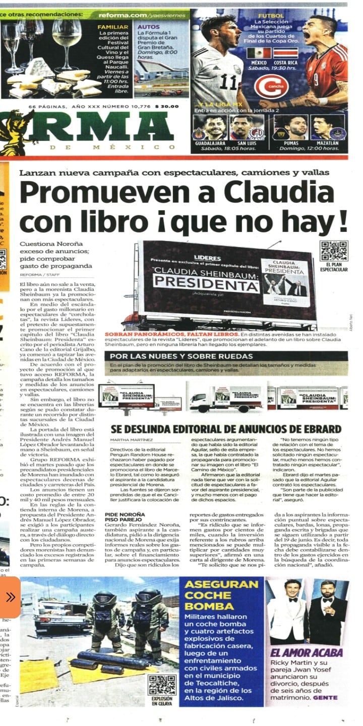 Portada de Reforma 7 de julio 2023