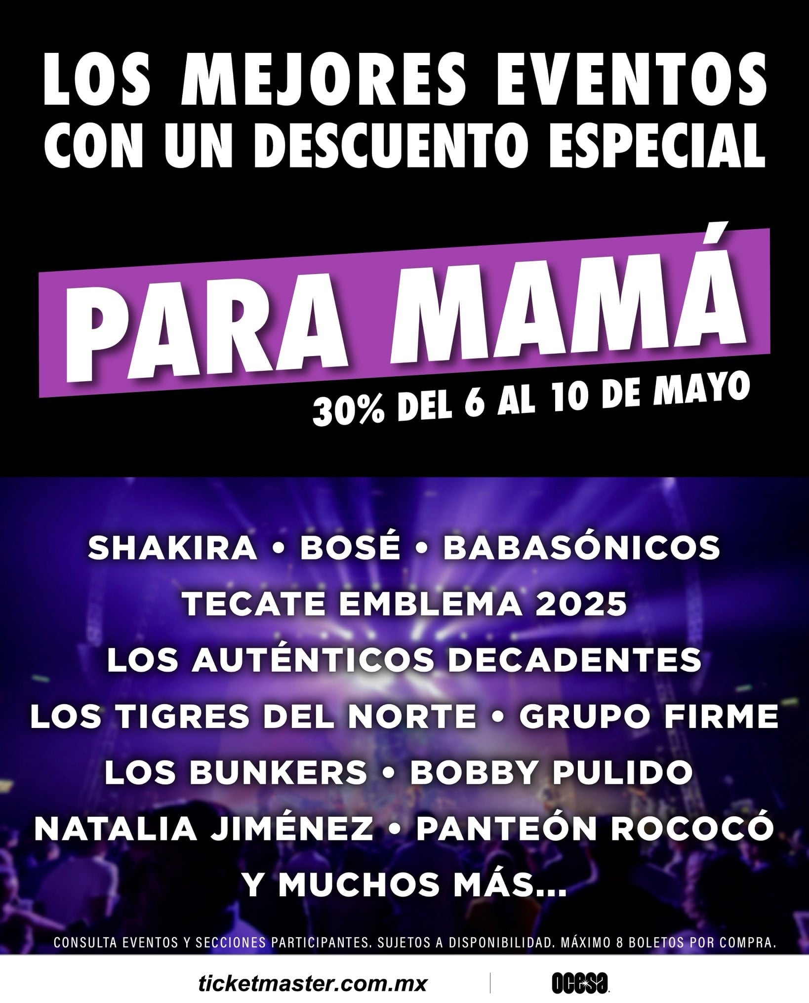 Día de las Madres en Ticketmaster con descuentos en conciertos