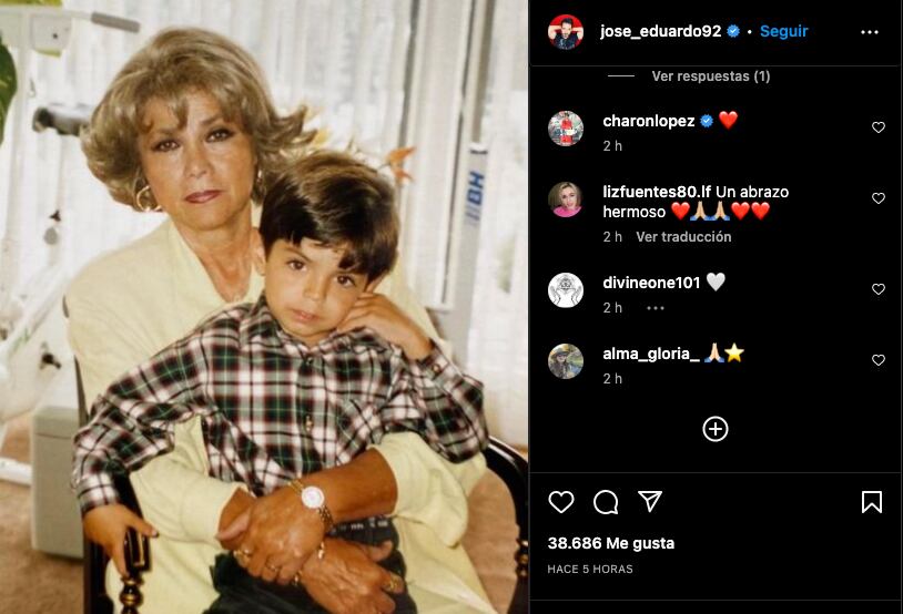 José Eduardo Derbez se despide de su abuela con una conmovedora fotografía
