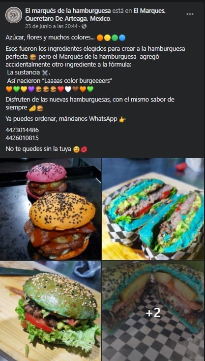 Restaurante de Querétaro lanza hamburguesas de colores