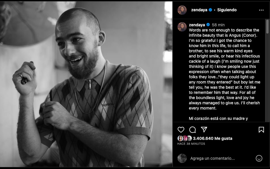 Zendaya se despide de Angus Cloud con un tierno mensaje