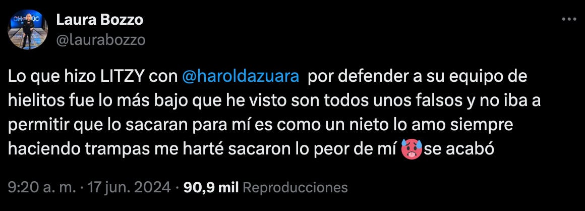 Laura Bozzo asegura que abandonó MasterChef Celebrity 2024 para salvar a Harold Azuara