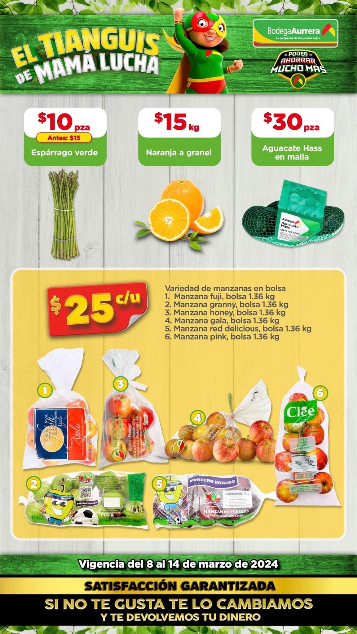 Bodega Aurrerá tianguis de frutas y verduras 11 a 14 de marzo 2024