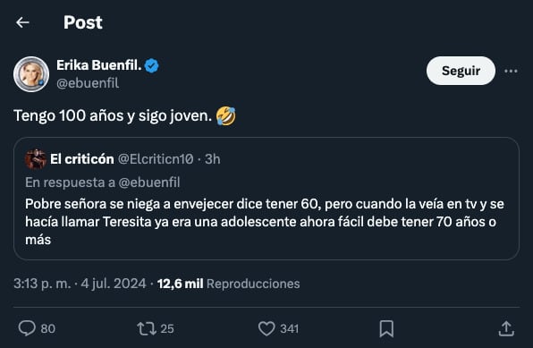 A Erika Buenfil no le afectan los comentaros por su edad