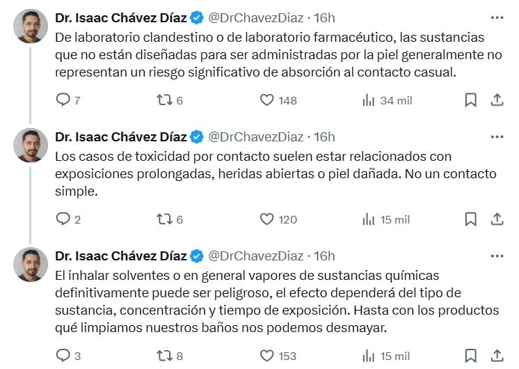 Doctor muestra qué pasa el fentanilo al contacto con la piel