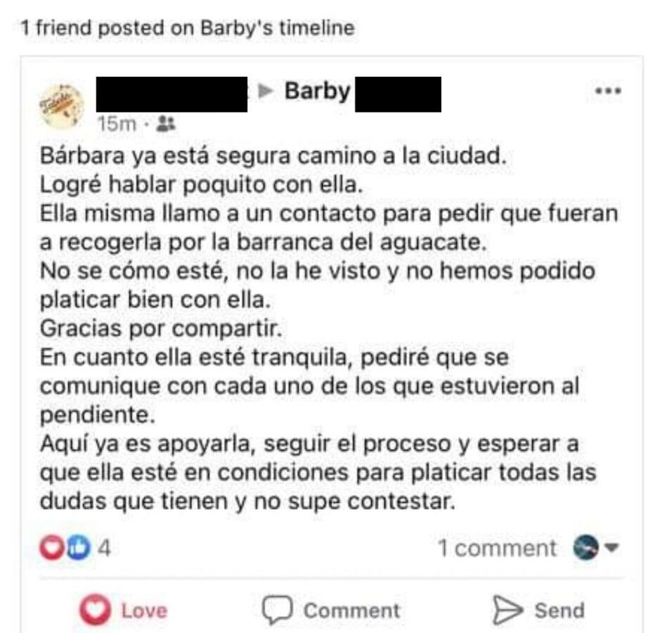 Reportan como localizadas a Barby y Maly