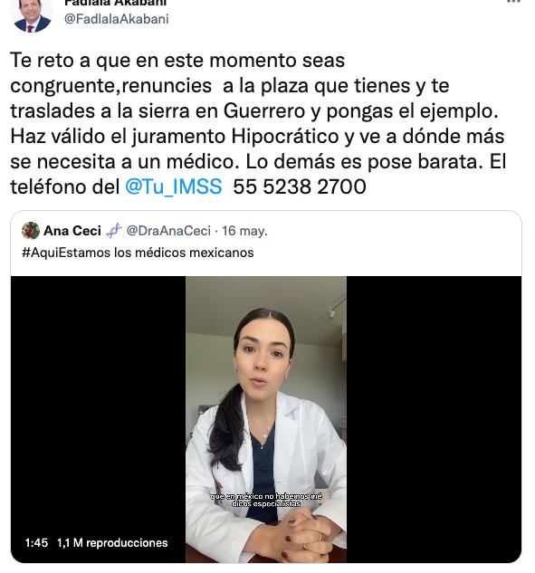 Tuit del secretario de Desarrollo Económico de la Ciudad de México, Fadlala Akabani