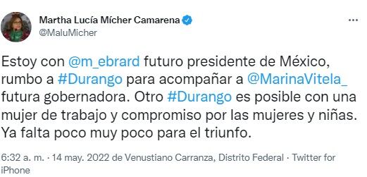 Tuit de Malu Mícher