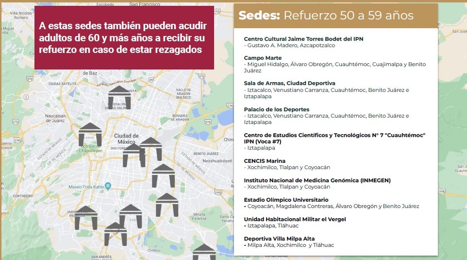 Sedes de vacunación en CDMX