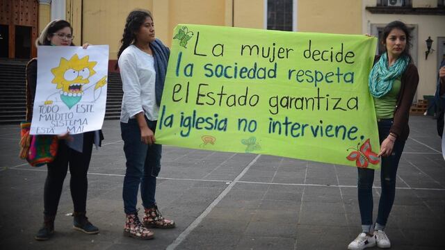 Protesta en Veracruz a favor de la despenalización del aborto.