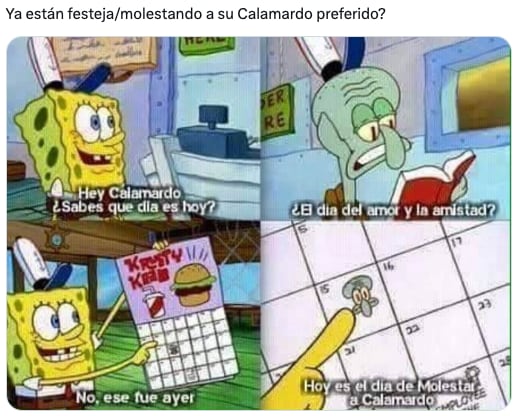 Memes celebran el día de molestar a Calamardo