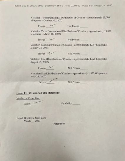 Así son los formatos con los que el jurado declaró culpable a Genaro García Luna