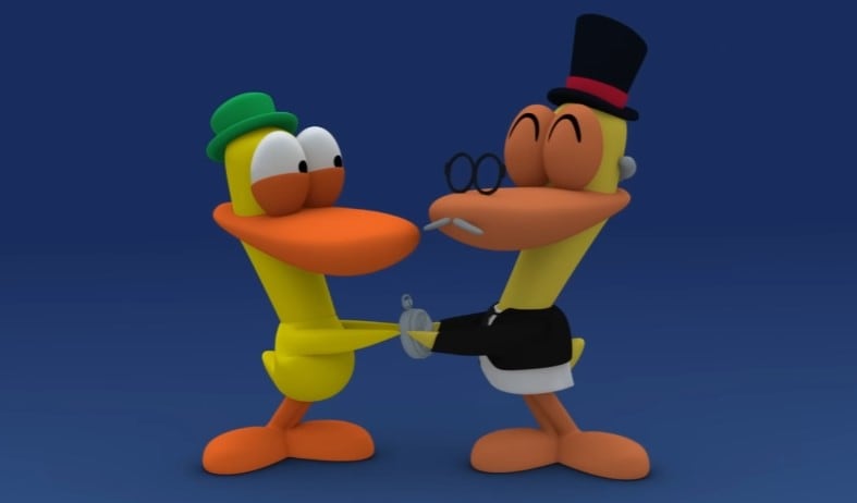 El abuelo de Pato con Pocoyó