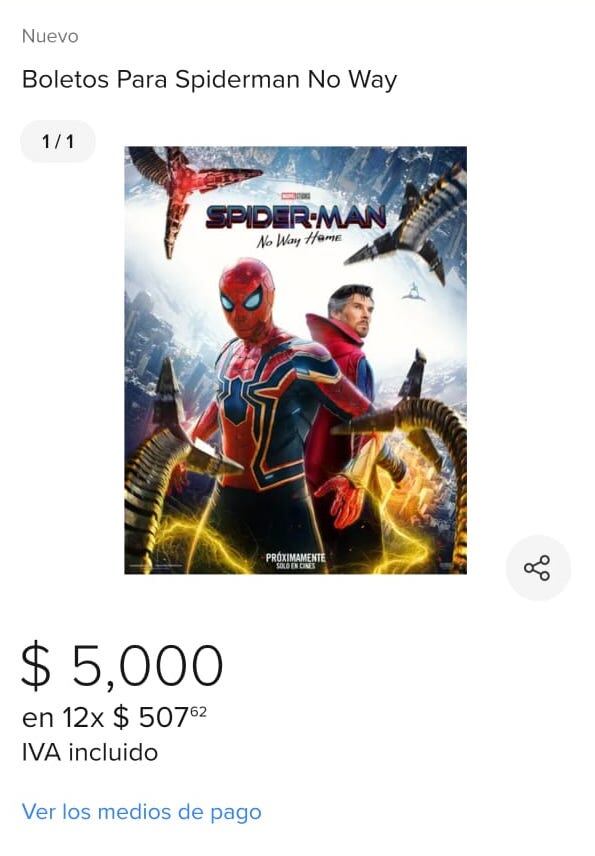 Reventa boletos Spider-Man