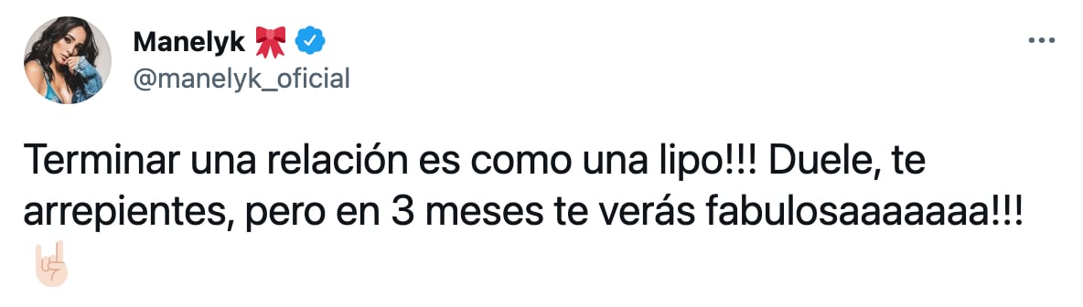 Tuit de Manelyk sobre rompimiento