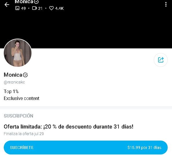 Cuenta de OnlyFans de Mónica Corgan.