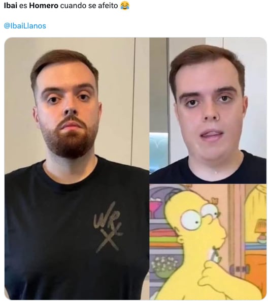 Comparan a Ibai Llanos con Homero Simpson tras afeitarse